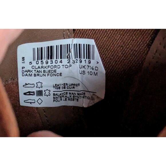 Clarks Clarkford Top - Dark Tan Suede Wedge Ankle Boots - Womens 10M - Picture 8 of 9